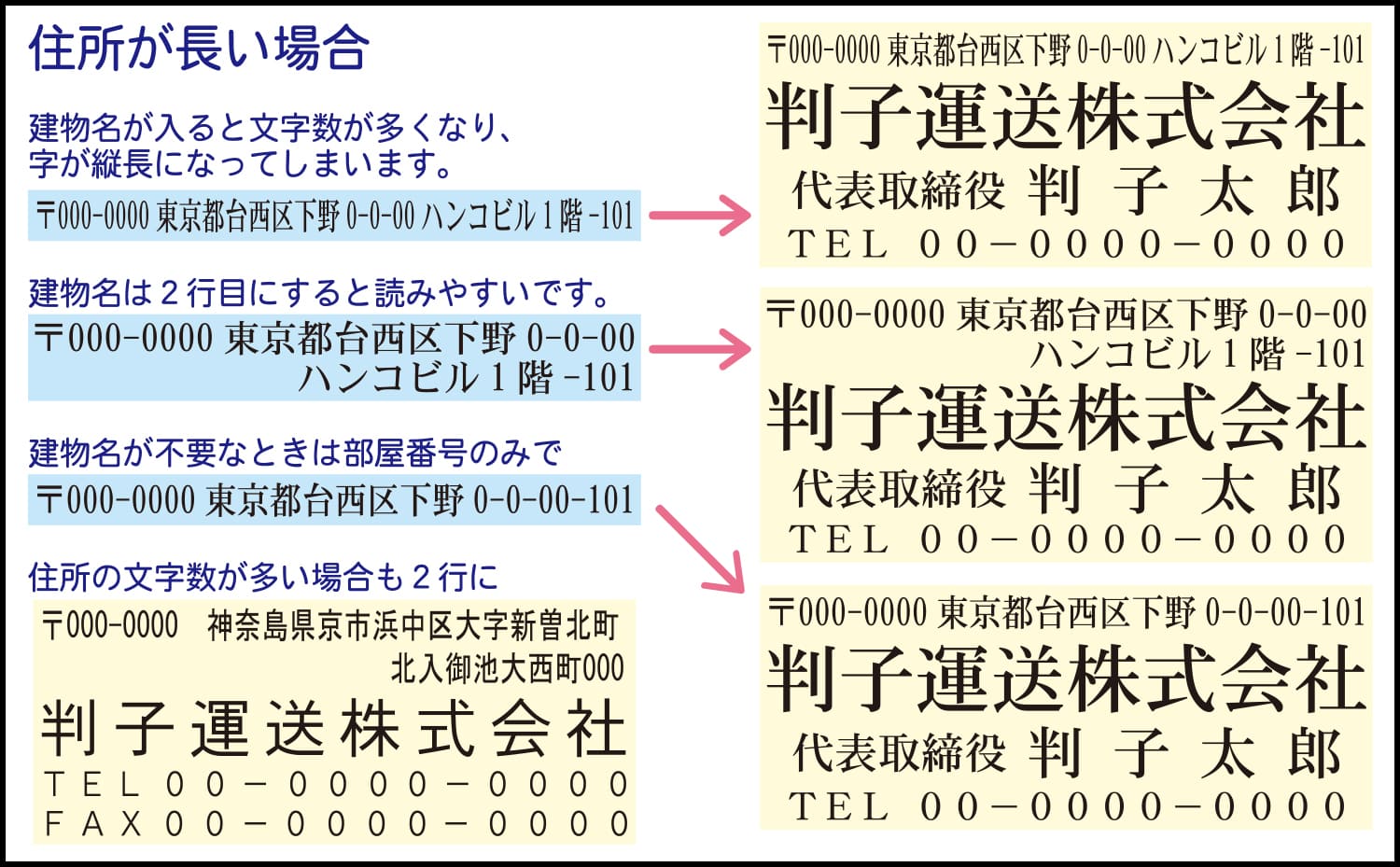 ゴム印 住所が長い場合