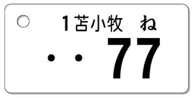 ナンバープレートキーホルダー 表面 自動二輪用 バランス見本 126-250cc