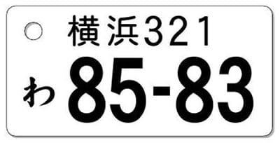 ナンバープレートキーホルダー 乗用車用 バランス見本 レンタカー表面