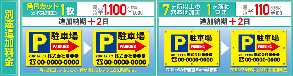 アルミ複合板の別途追加料金